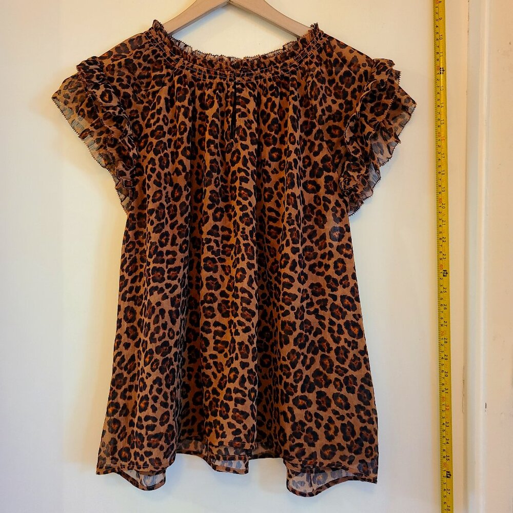 Cheetah print sheer top XXL-A104